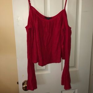 Off the shoulder crop top with bell bottom sleeves